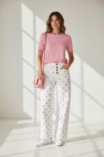 Jean Coupe Wide Leg À Pois Brodés – Image 3