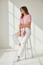 Jean Coupe Wide Leg À Pois Brodés