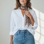 Foulard Satiné À Motifs Graphiques Esprit Chic & Polyvalent