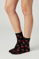 Chaussettes Motif Fraise En Maille Douce – Image 3