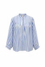 Chemise Rayée Bleue À Empiècement Structuré Et Manches Amples – Image 2