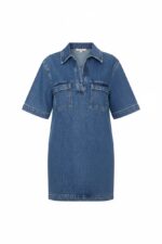 Tunique En Denim À Coupe Droite Et Manches Courtes – Image 2