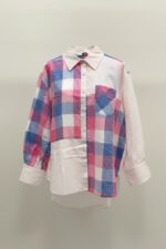 Chemise à carreaux en coton esprit patchwork – Image 3