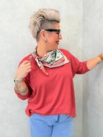 Top Grande Taille Fluide À Foulard Imprimé Intégré – Image 7