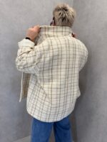 Veste Tailleur Texturée À Carreaux Tons Naturels – Grande Taille – Image 5