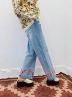 Jean Wide Leg Brodé Floral Pop Esprit Bohème Chic – Image 2