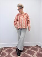 Blouse Grande Taille Imprimé Floral & Rayures Corail – Esprit Bohème Chic Lumineux – Image 5