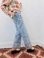Jean Wide Leg Brodé Floral Esprit Bohème Chic – Image 2