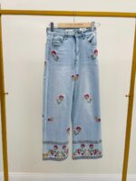 Jean Wide Leg Brodé Floral Esprit Bohème Chic – Image 4
