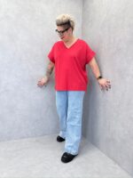 T-Shirt Grande Taille Fluide Col V À Manches Courtes – Image 8