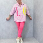 Chemise Grande Taille Rayée Imprimé Fluo