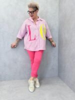 Chemise Grande Taille Rayée Imprimé Fluo