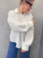 Chemise Fluide À Col Dentelle Et Manches Bouffantes – Grande Taille – Image 4