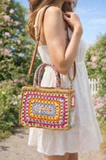 Sac Paille Coloré Crochet Esprit Bohème – Image 2