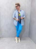 Chemise Oversize Rayée Grande Taille Détail Brodé Coloré – Image 4