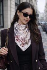 Carré Satin Imprimé Floral Élégant