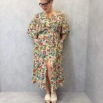 Robe Longue Grande Taille À Imprimé Floral Multicolore & Ceinture Bijou
