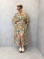 Robe Longue Grande Taille À Imprimé Floral Multicolore & Ceinture Bijou