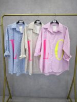 Chemise Grande Taille Rayée Imprimé Fluo – Image 2