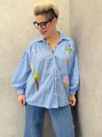 Chemise Vichy Oversize Brodée Florale Esprit Bohème Chic – Image 4