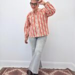 Blouse Grande Taille Imprimé Floral & Rayures Corail – Esprit Bohème Chic Lumineux