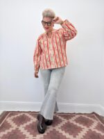 Blouse Grande Taille Imprimé Floral & Rayures Corail – Esprit Bohème Chic Lumineux