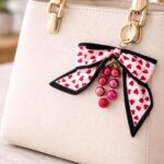 Porte-Clés Bijou Nœud Imprimé Et Perles Décoratives