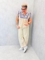 Blouse Brodée Grande Taille Esprit Bohème – Décolleté V & Manches Volantées