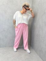 Pantalon Fluide Taille Élastiquée Pastel – Confort Chic Grande Taille – Image 5