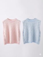 Pull Sans Manches Rayé En Maille Douce – Image 3