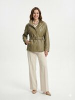 Veste Ceinturée En Simili Cuir À Col Montant – Image 2