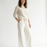 Pantalon Large En Coton À Taille Élastiquée