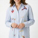 Chemise Rayée Brodée En Coton
