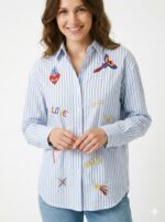 Chemise Rayée Brodée En Coton