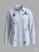 Chemise Rayée Brodée En Coton – Image 3