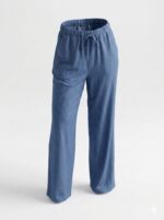 Pantalon Fluide Effet Denim À Taille Élastiquée – Image 3