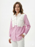 Chemise Trompe-L’Œil Rayée Bi-Matière Effet Superposé