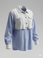 Chemise Trompe-L’Œil Rayée Bi-Matière Effet Superposé – Image 5