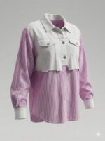 Chemise Trompe-L’Œil Rayée Bi-Matière Effet Superposé – Image 4