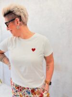 T-Shirt Coton À Cœur Brodé – Intemporel Chic Grande Taille – Image 4