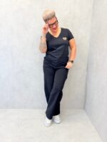 T-Shirt Col V À Cœur Doré – Élégance Minimaliste Grande Taille – Image 5