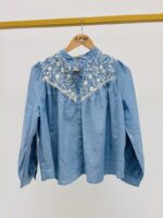 Chemise Denim Brodée À Col Montant Esprit Bohème Chic – Image 4