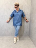 Chemise Oversize En Tencel Bleu Denim À Motif Artistique Dos – Image 6