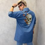 Chemise Oversize En Tencel Bleu Denim À Motif Artistique Dos