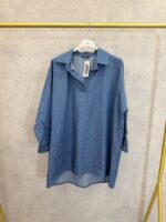 Chemise Oversize En Tencel Bleu Denim À Motif Artistique Dos – Image 4