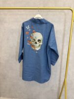 Chemise Oversize En Tencel Bleu Denim À Motif Artistique Dos – Image 5