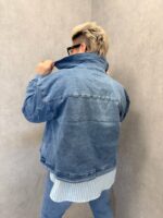 Veste En Jean Stretch Coupe Confort – Denim Bleu Délavé – Image 4
