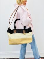 Sac Cabas Tressé Tricolore À Anses Contrastées – Image 5