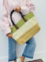 Sac Cabas Tressé Tricolore À Anses Contrastées – Image 2