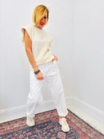 Pull Sans Manches En Maille Douce Épaules Structurées